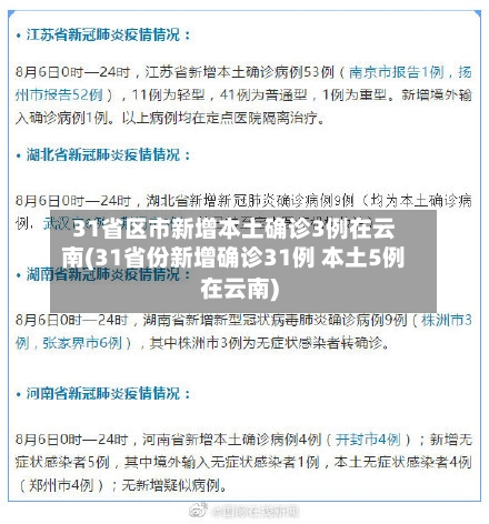 31省区市新增本土确诊3例在云南(31省份新增确诊31例 本土5例在云南)-第2张图片