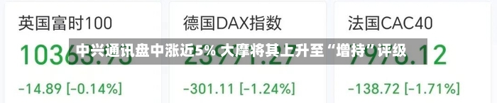 中兴通讯盘中涨近5% 大摩将其上升至“增持”评级