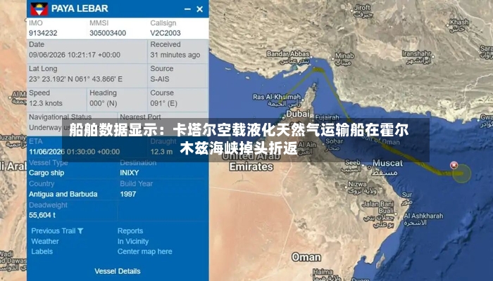 船舶数据显示：卡塔尔空载液化天然气运输船在霍尔木兹海峡掉头折返