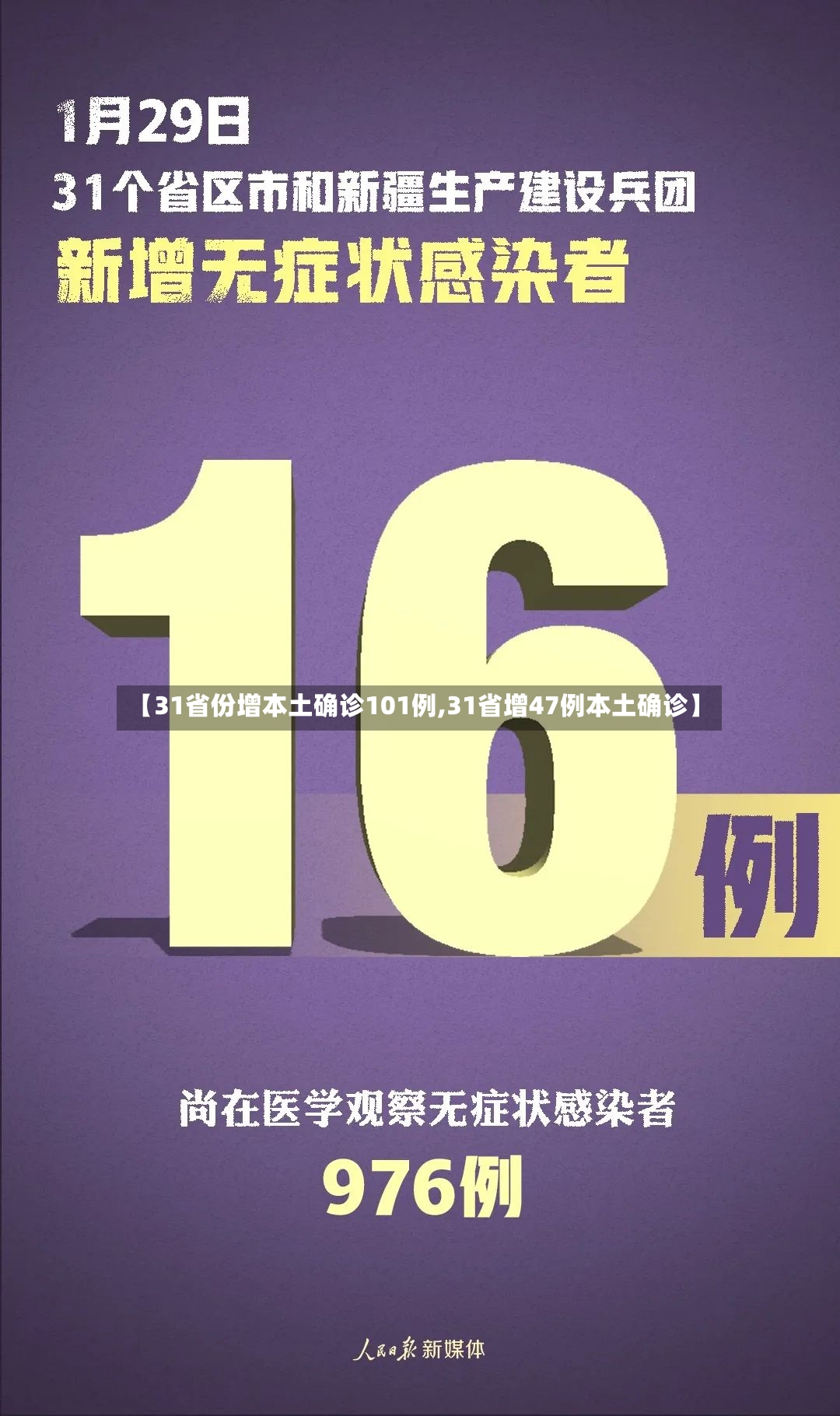 【31省份增本土确诊101例,31省增47例本土确诊】