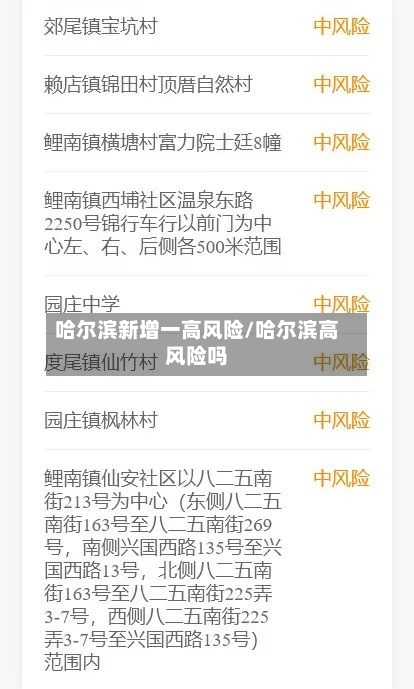 哈尔滨新增一高风险/哈尔滨高风险吗