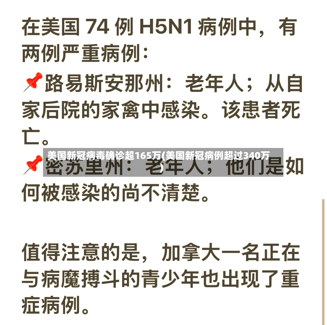 美国新冠病毒确诊超165万(美国新冠病例超过340万)