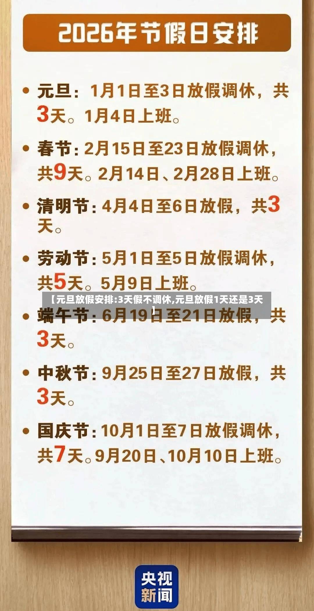 【元旦放假安排:3天假不调休,元旦放假1天还是3天】-第2张图片