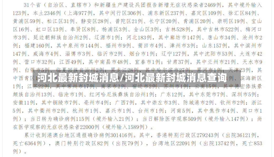 河北最新封城消息/河北最新封城消息查询