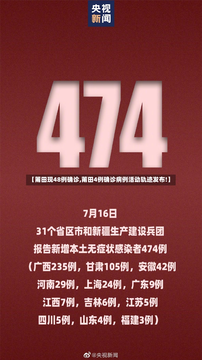 【莆田现48例确诊,莆田4例确诊病例活动轨迹发布!】