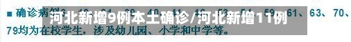 河北新增9例本土确诊/河北新增11例本土确诊病例