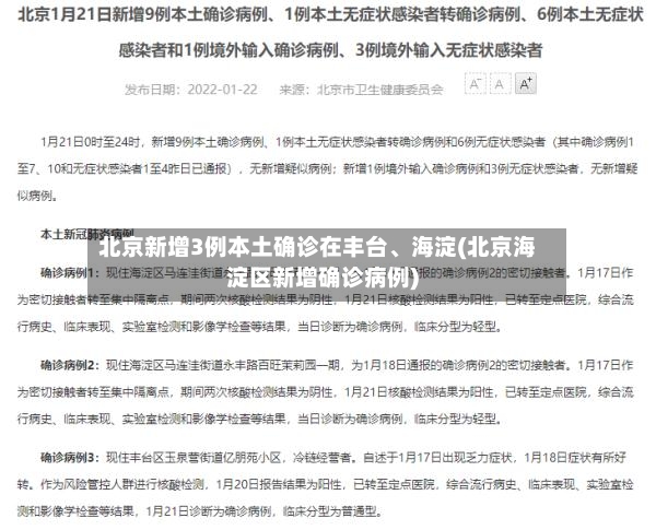 北京新增3例本土确诊在丰台、海淀(北京海淀区新增确诊病例)