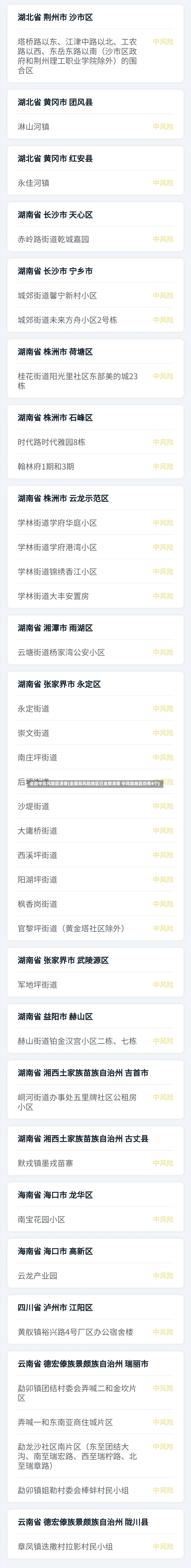 全国中高风险区清零(全国高风险地区已全部清零 中风险地区仍有4个)