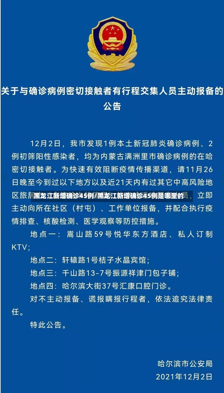 黑龙江新增确诊45例/黑龙江新增确诊45例是哪里的