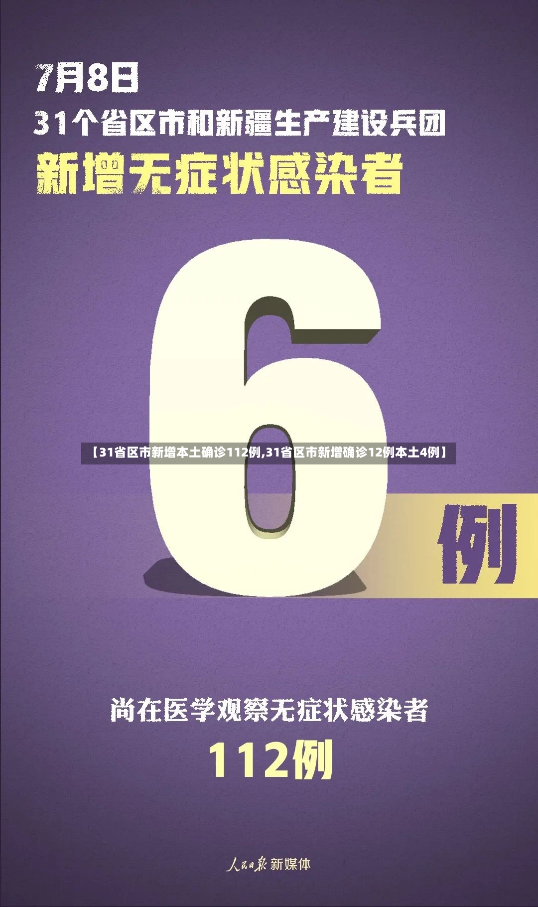 【31省区市新增本土确诊112例,31省区市新增确诊12例本土4例】