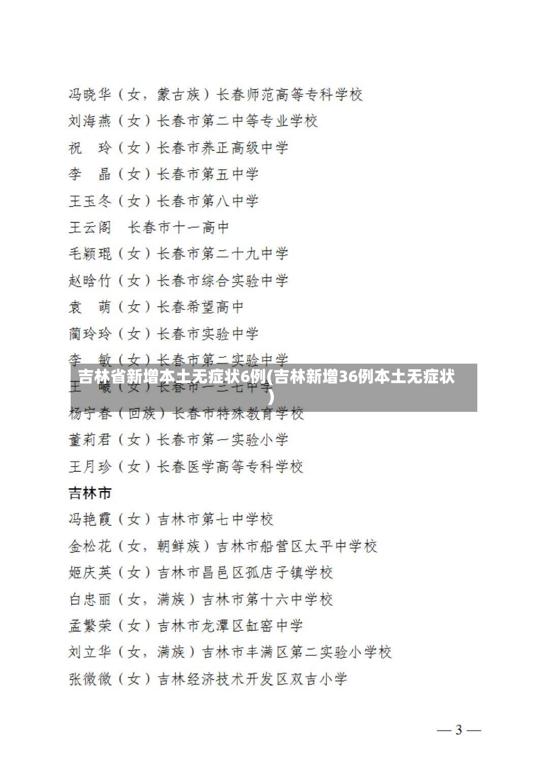 吉林省新增本土无症状6例(吉林新增36例本土无症状)-第3张图片