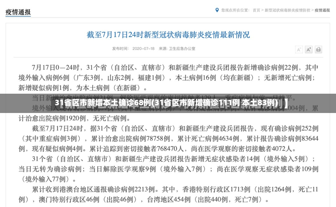31省区市新增本土确诊68例(31省区市新增确诊111例 本土83例)-第2张图片