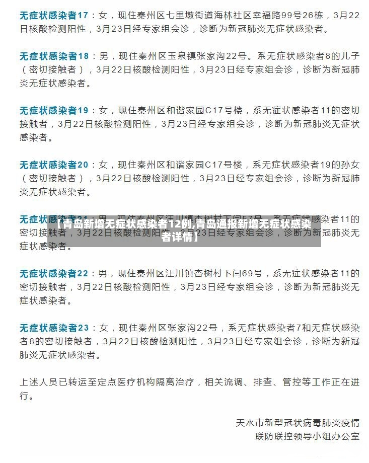 【青岛新增无症状感染者12例,青岛通报新增无症状感染者详情】