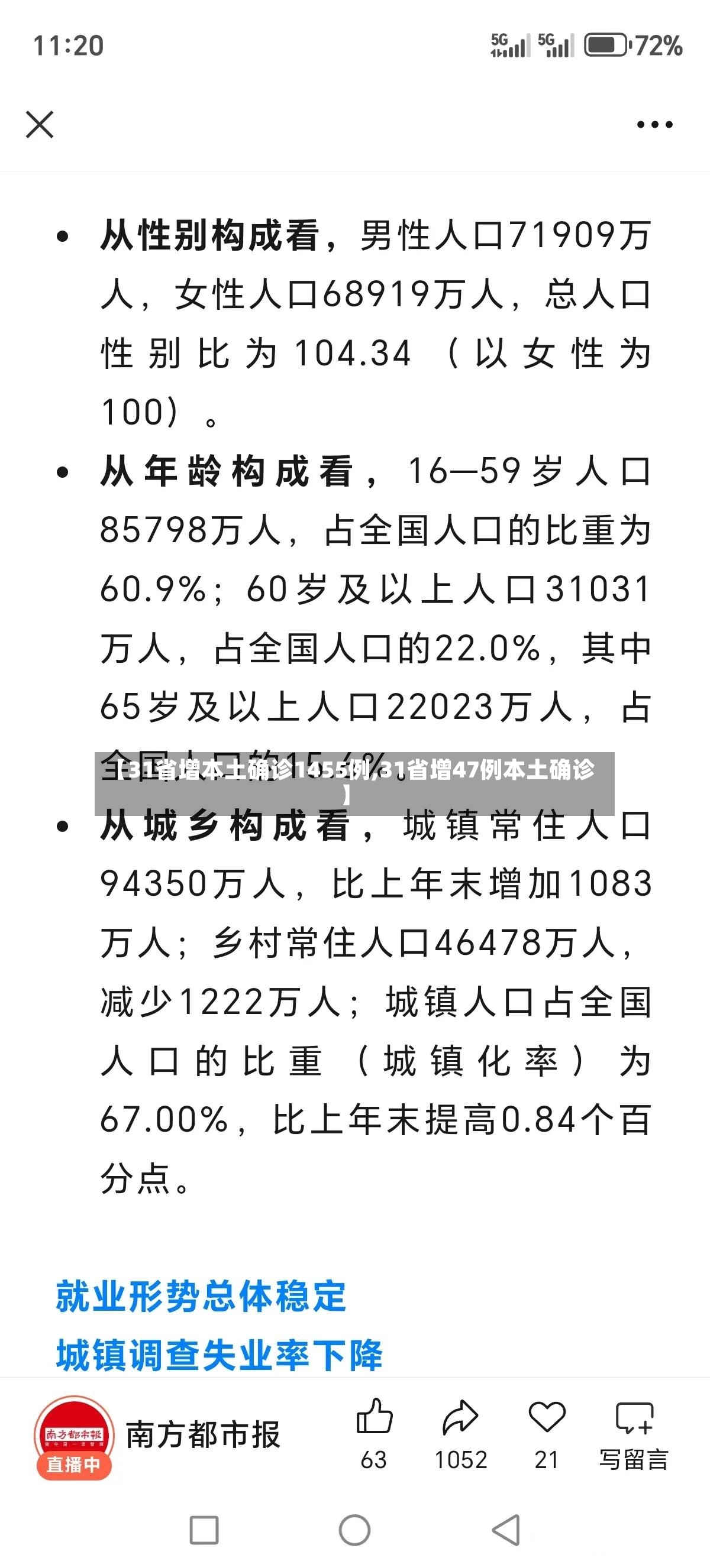 【31省增本土确诊1455例,31省增47例本土确诊】