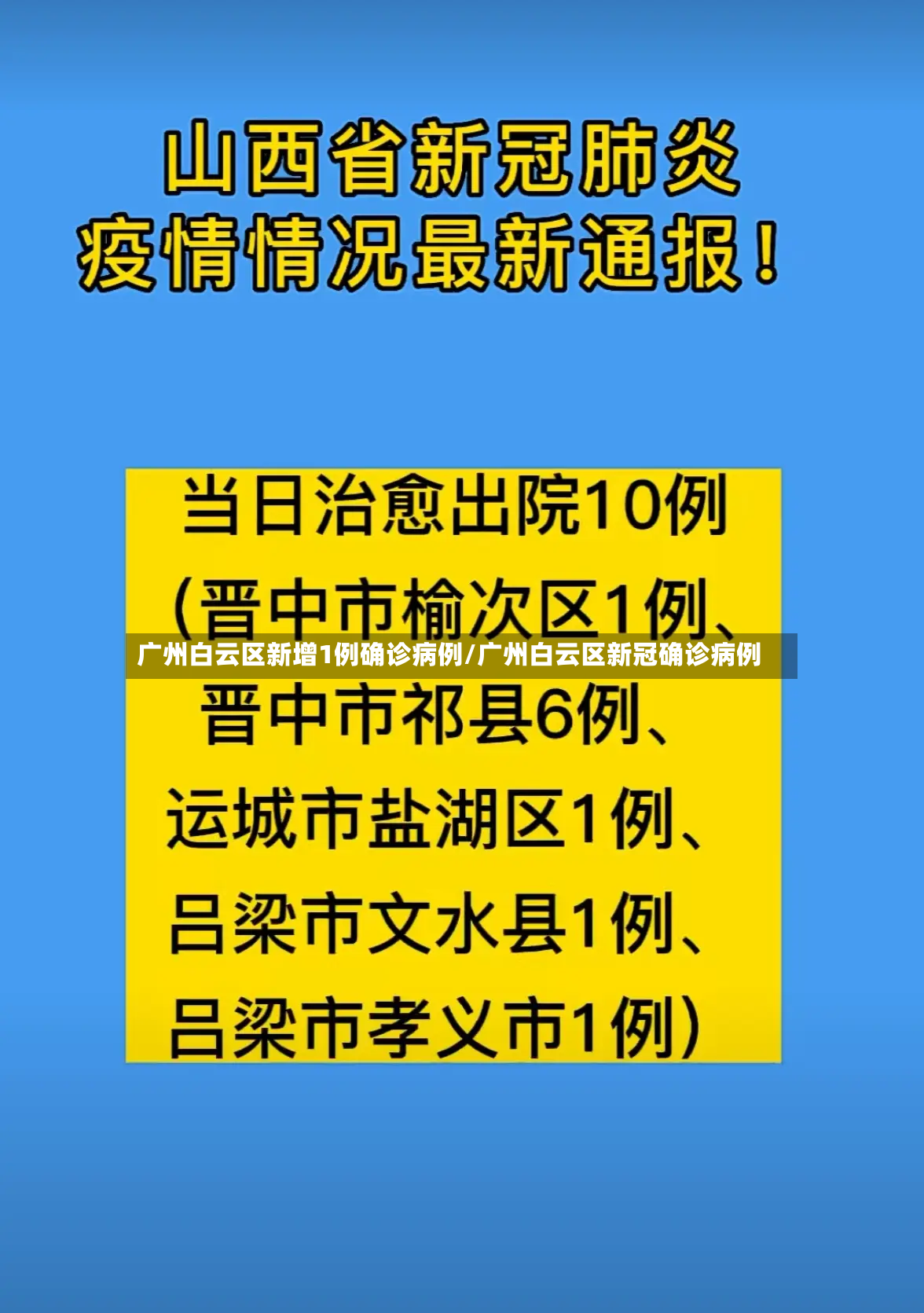 广州白云区新增1例确诊病例/广州白云区新冠确诊病例