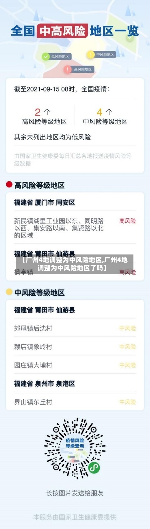 【广州4地调整为中风险地区,广州4地调整为中风险地区了吗】