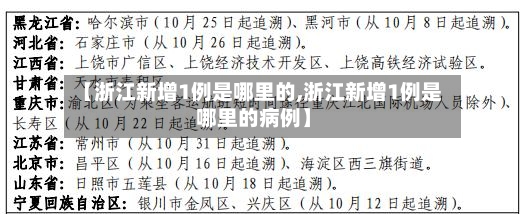 【浙江新增1例是哪里的,浙江新增1例是哪里的病例】
