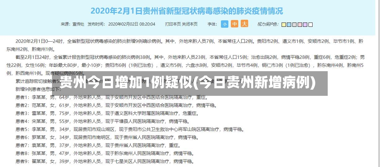 贵州今日增加1例疑似(今日贵州新增病例)-第3张图片