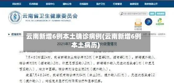 云南新增6例本土确诊病例(云南新增6例本土病历)
