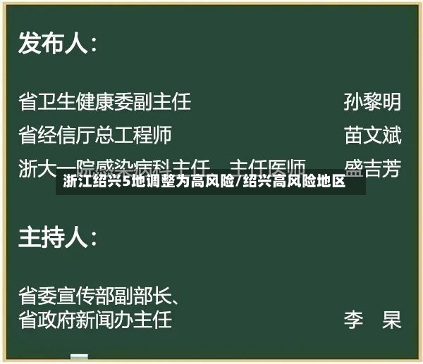 浙江绍兴5地调整为高风险/绍兴高风险地区